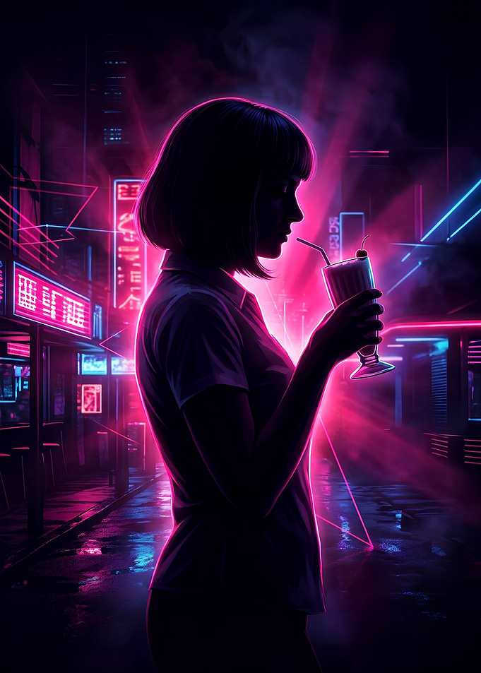 Neon Noir Milkshake Silhouette