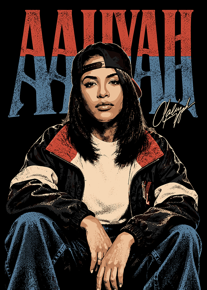 Aaliyah Retro Style Graphic Portrait