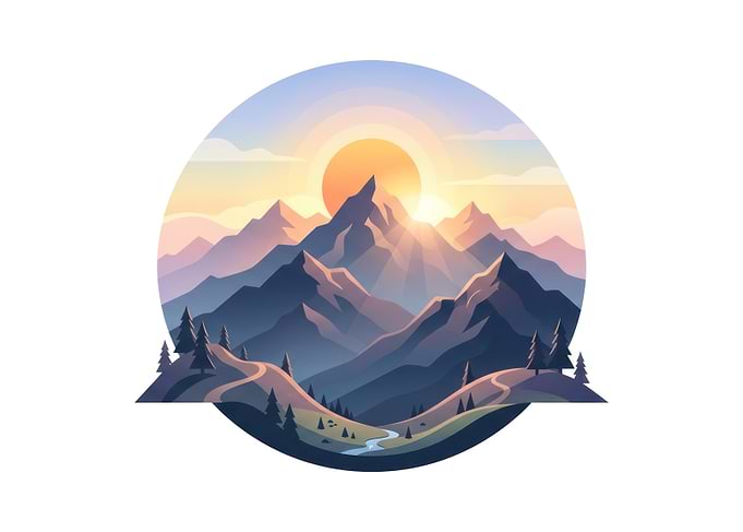 Minimalist Mountain Landscape at Sunset