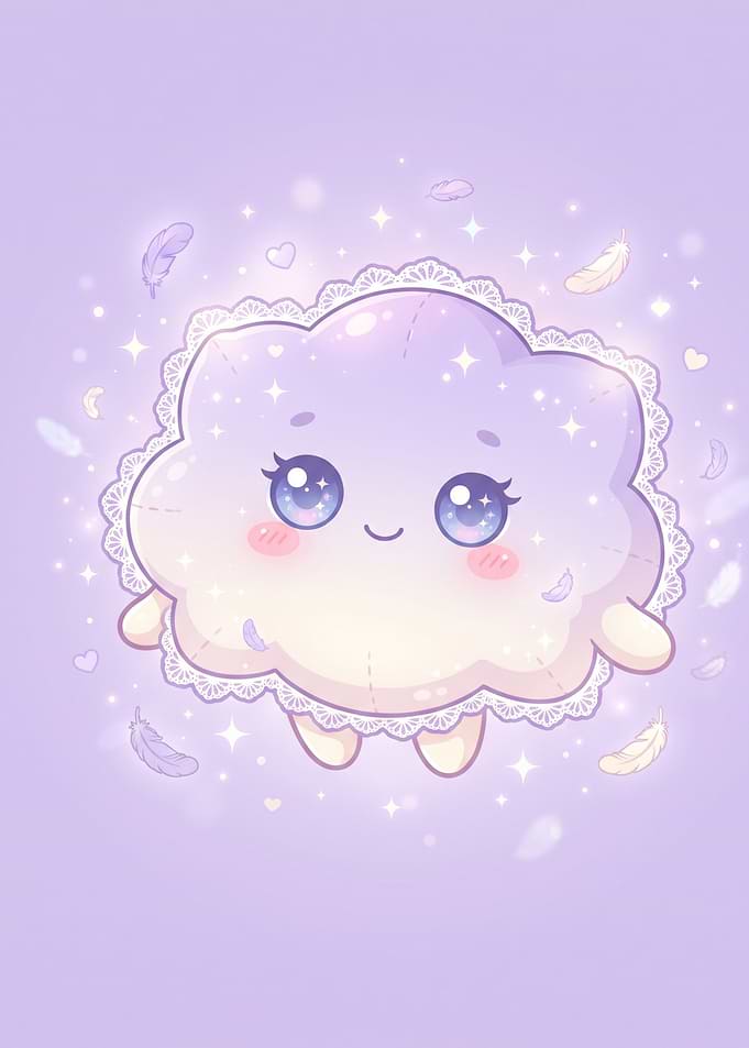 Cute Kawaii Purple Cloud Character