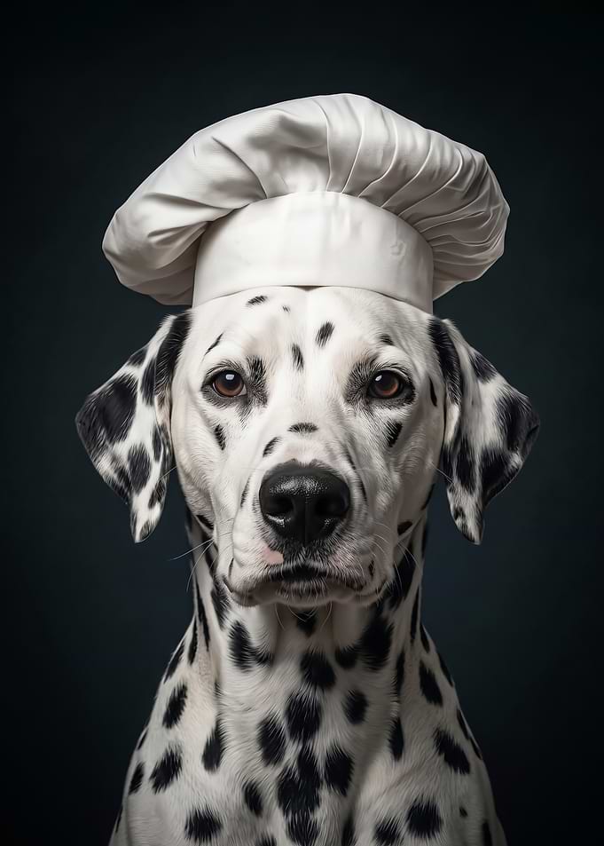 Dalmatian Dog Wearing Chef Hat poster