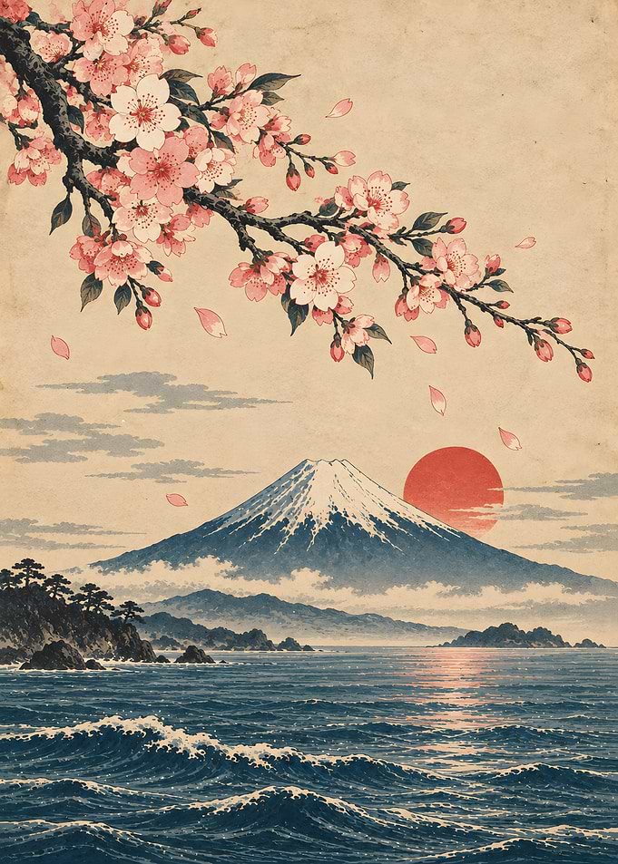 Sakura Bloom Mount Fuji Coast