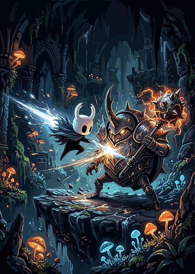 Hollow Knight Battle Against False Knight