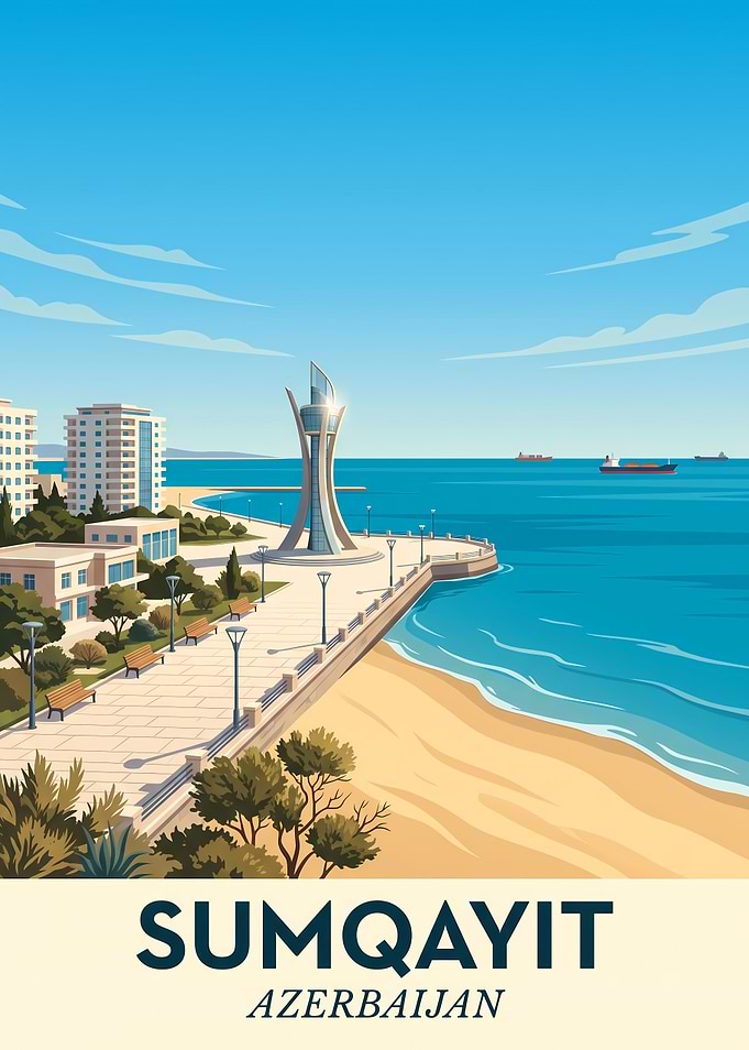 Sumqayit Azerbaijan Travel Poster