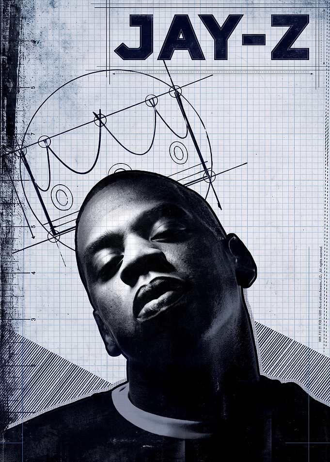 Jay-Z Blueprint Style Portrait Poster