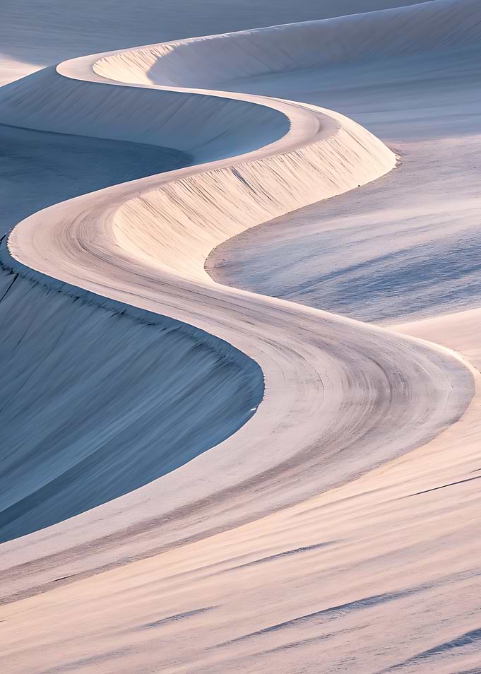 Curving Sand Dunes at Sunset