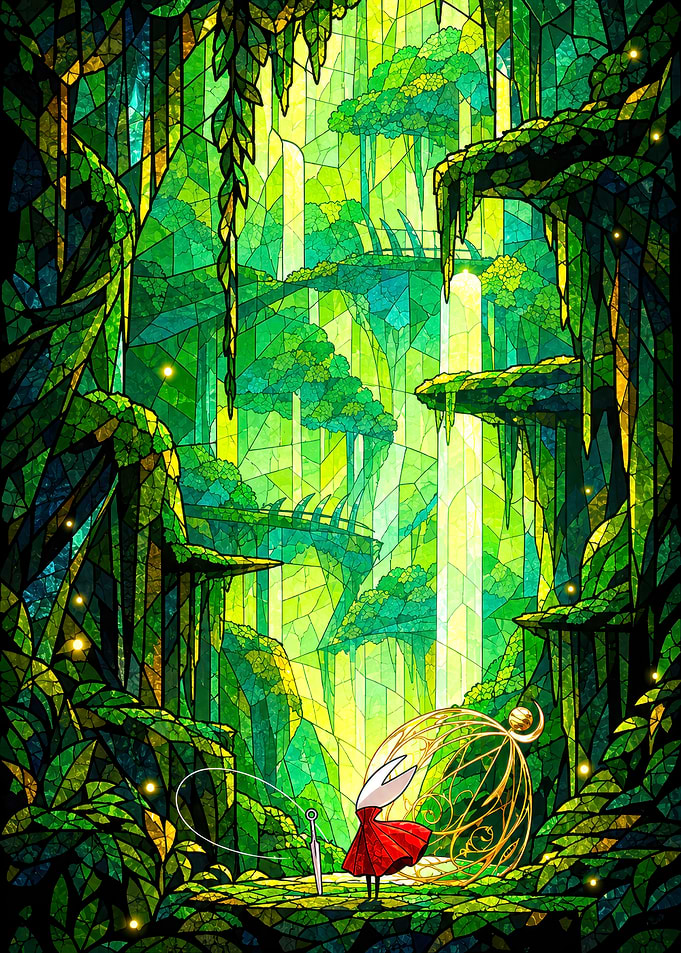 Hornet in Greenpath Stained Glass Art