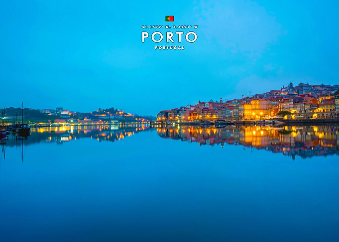 Porto Portugal Cityscape at Twilight