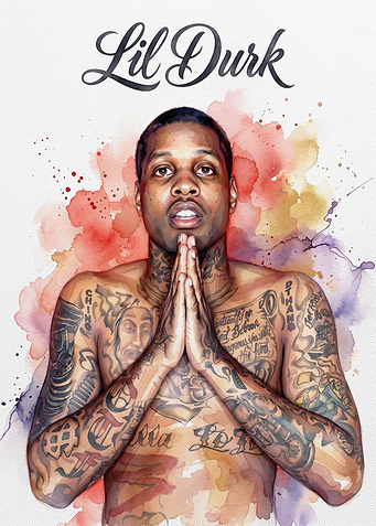 Lil Durk Watercolor Portrait