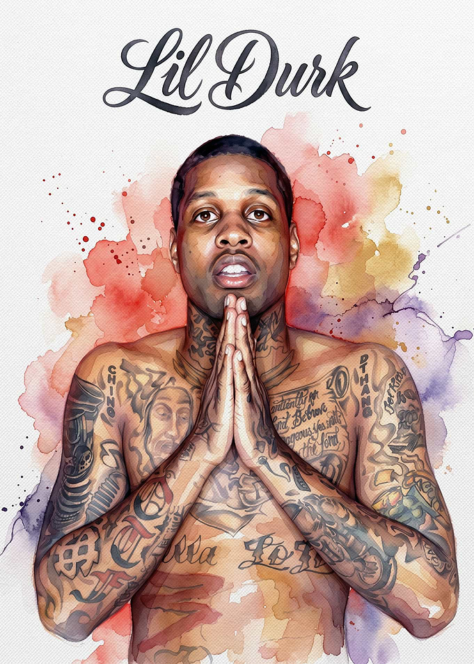 Lil Durk Watercolor Portrait