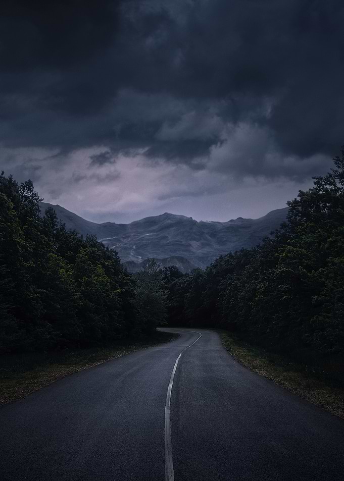 Moody Mountain Road at Twilight