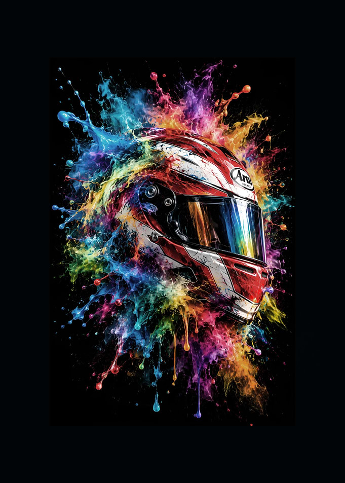 Explosive Colorful Racing Helmet Art