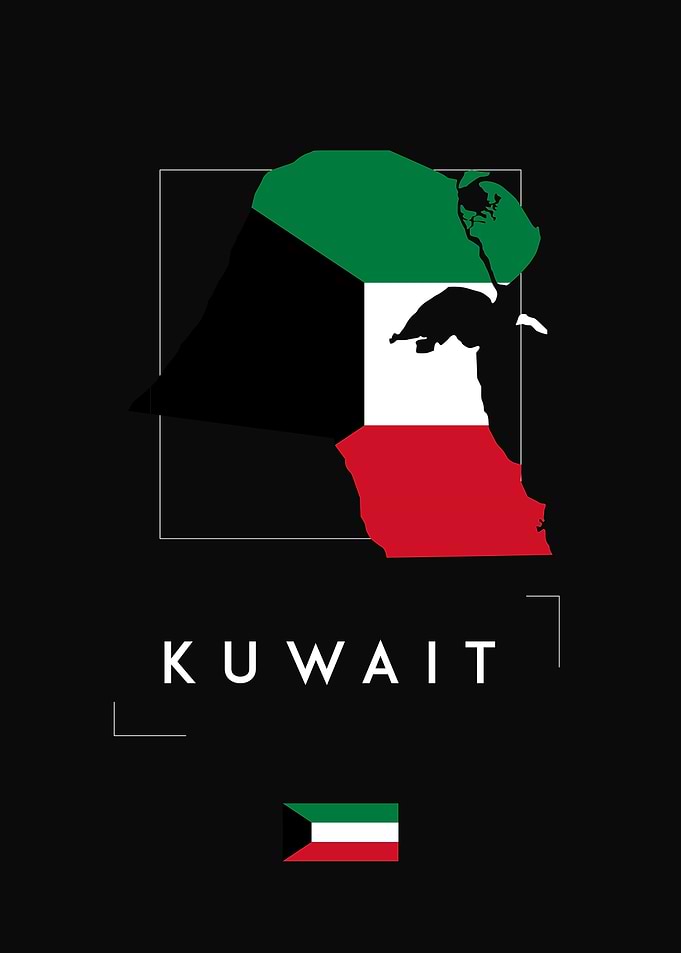 Kuwait Map Flag