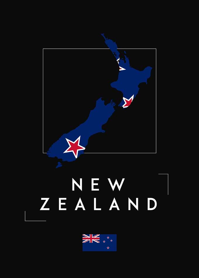 New Zealand Map Flag