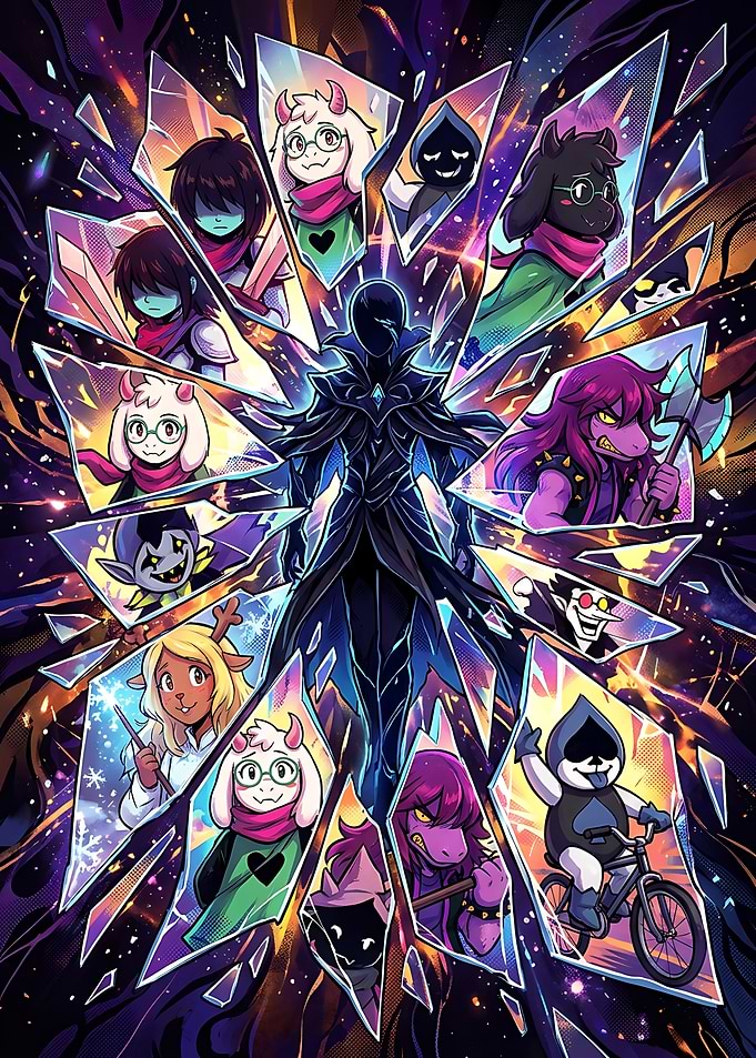 Deltarune Shattered Mirror Character Collage