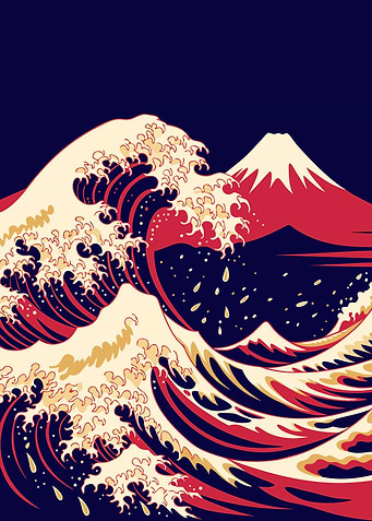 Dawn Wave Over Mount Fuji