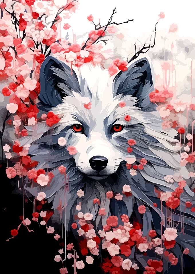 Wolf Among Cherry Blossoms