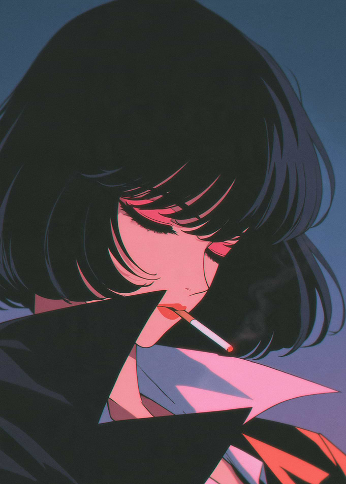 Anime Girl Smoking Retro Aesthetic