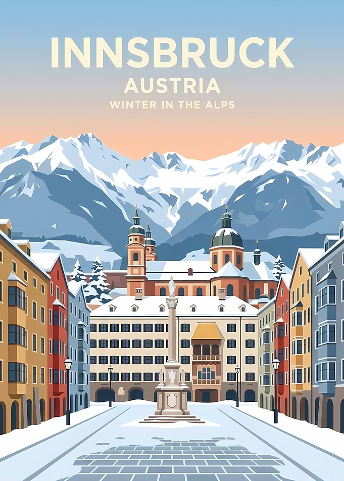 Innsbruck Austria Winter Travel Poster