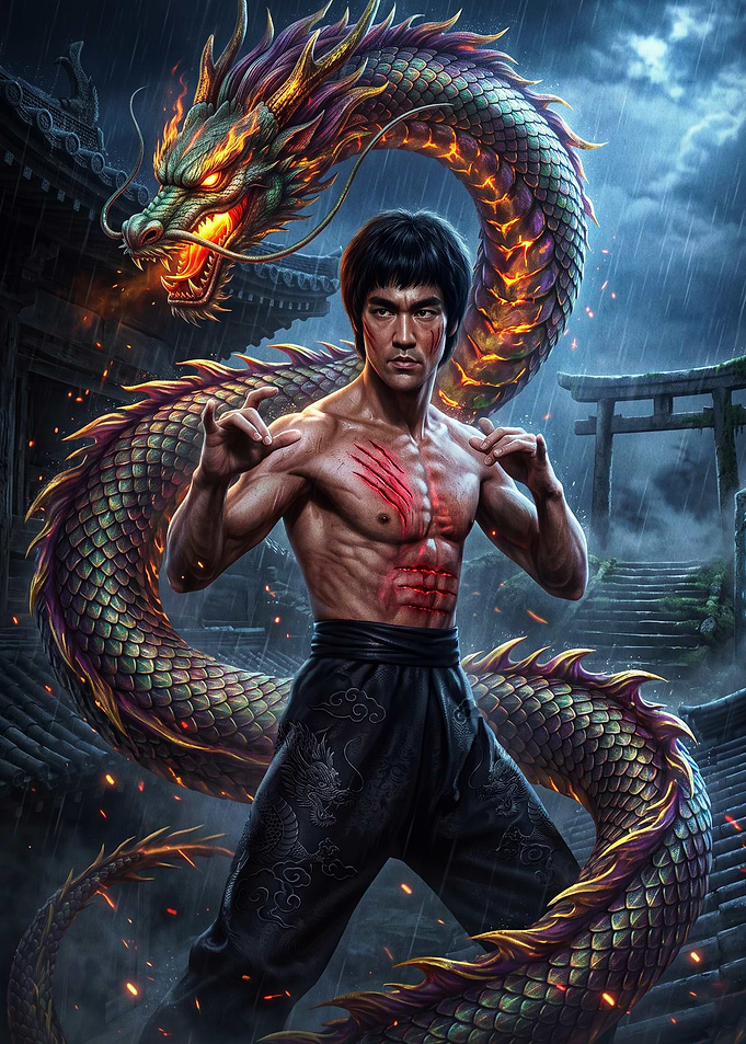 Martial Artist Dragon Fantasy Art