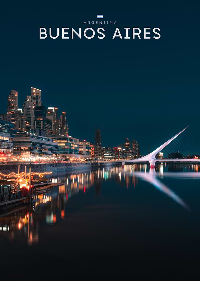 Buenos Aires Night Skyline Poster