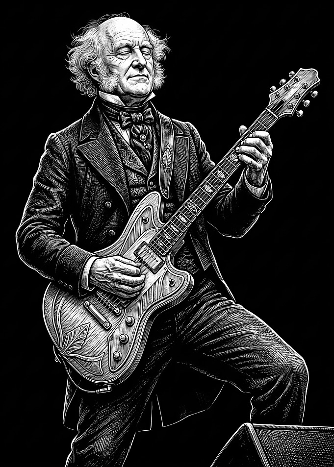Martin Van Buren Playing Electric Guitar