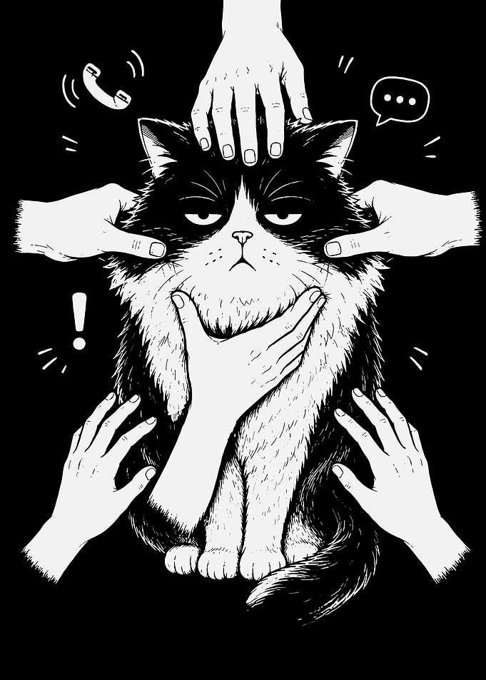 Grumpy Cat Surrounded by Hands