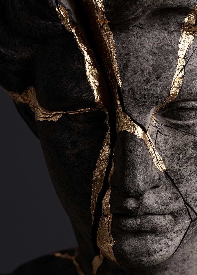 Kintsugi Style Broken Stone Statue