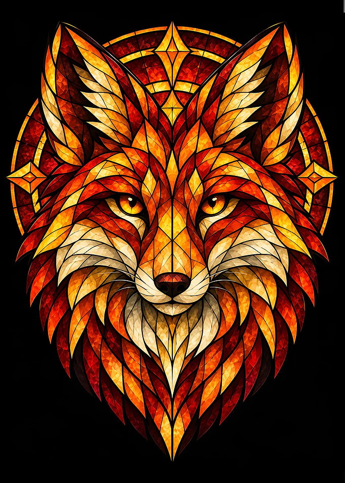 Stained Glass Fox Portrait
