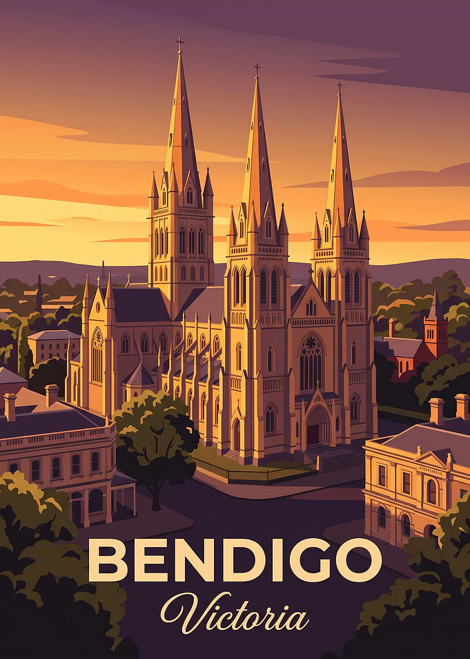 Bendigo Victoria Cathedral Travel Poster