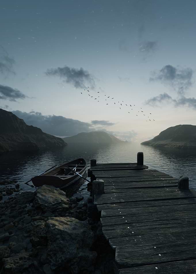 Serene Wooden Dock at Twilight