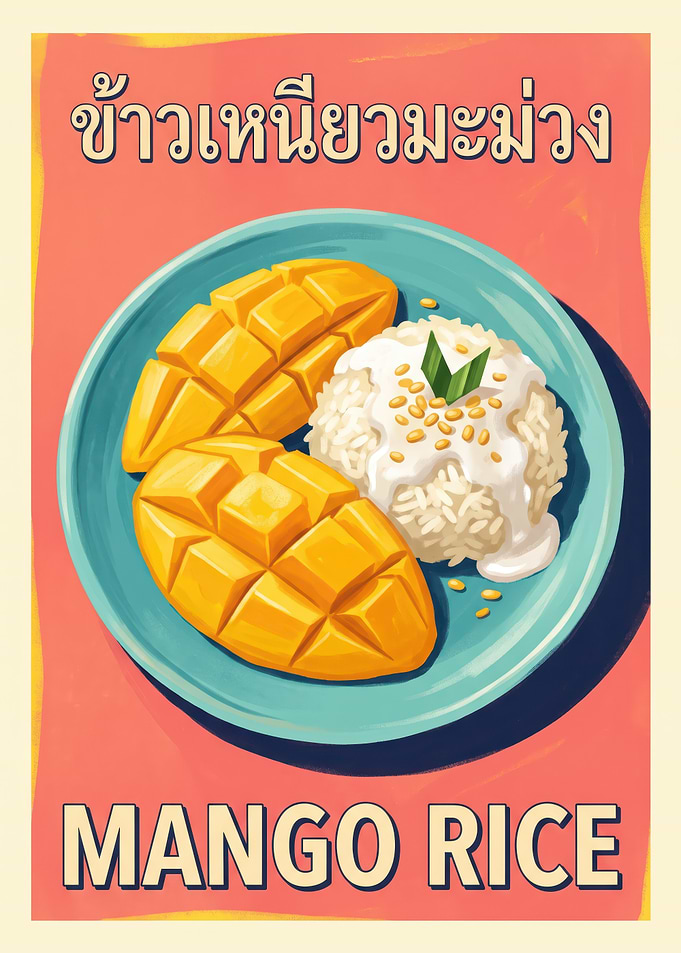 Vintage Style Mango Sticky Rice Poster