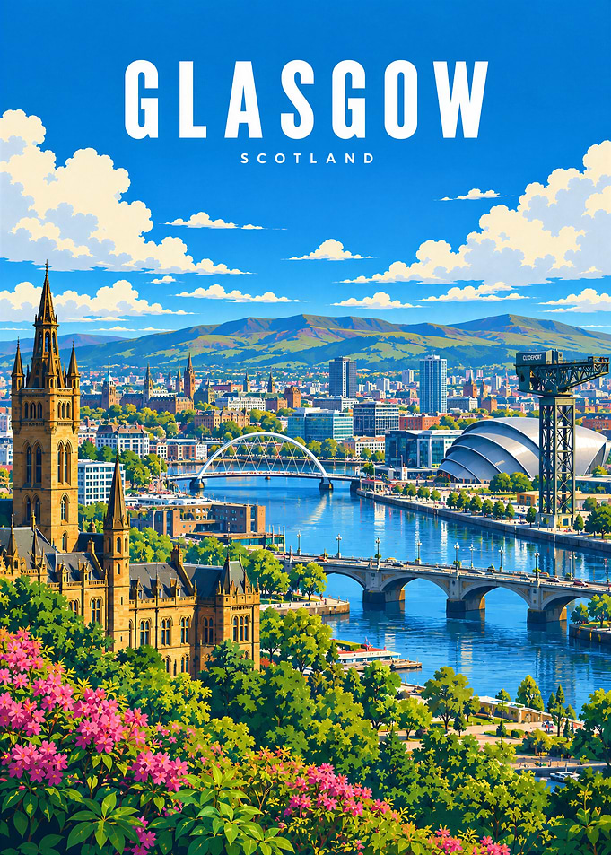 Glasgow Scotland Travel Poster