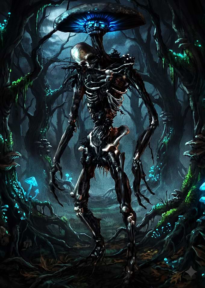 Dark Fantasy Mushroom Skeleton Creature