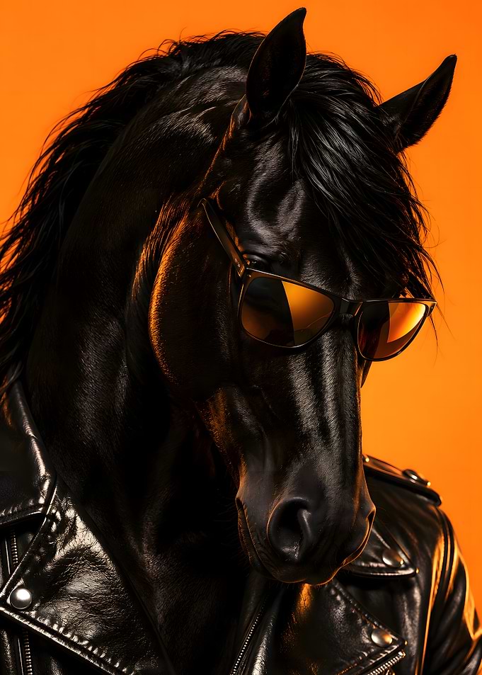 Cool Horse in Leather Jacket