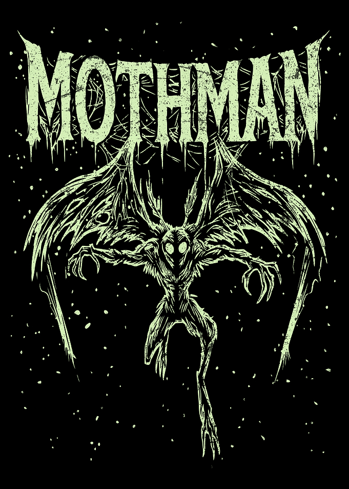 Mothman Cryptid Horror Illustration Vintage
