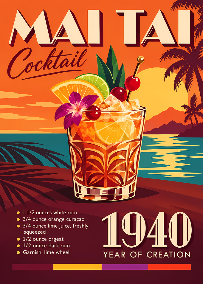 Vintage Mai Tai Cocktail Poster