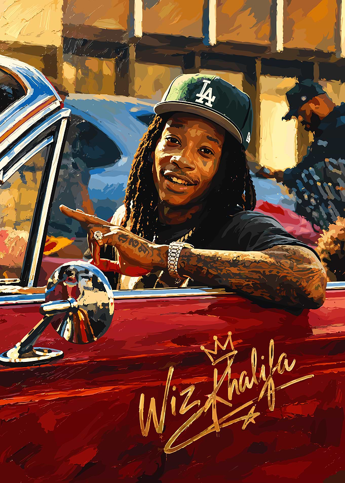 Wiz Khalifa Portrait in Red Car