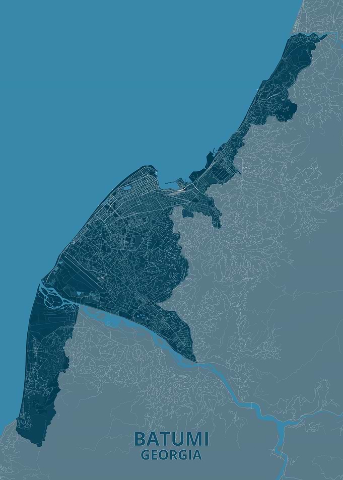 Batumi Georgia Minimalist City Map