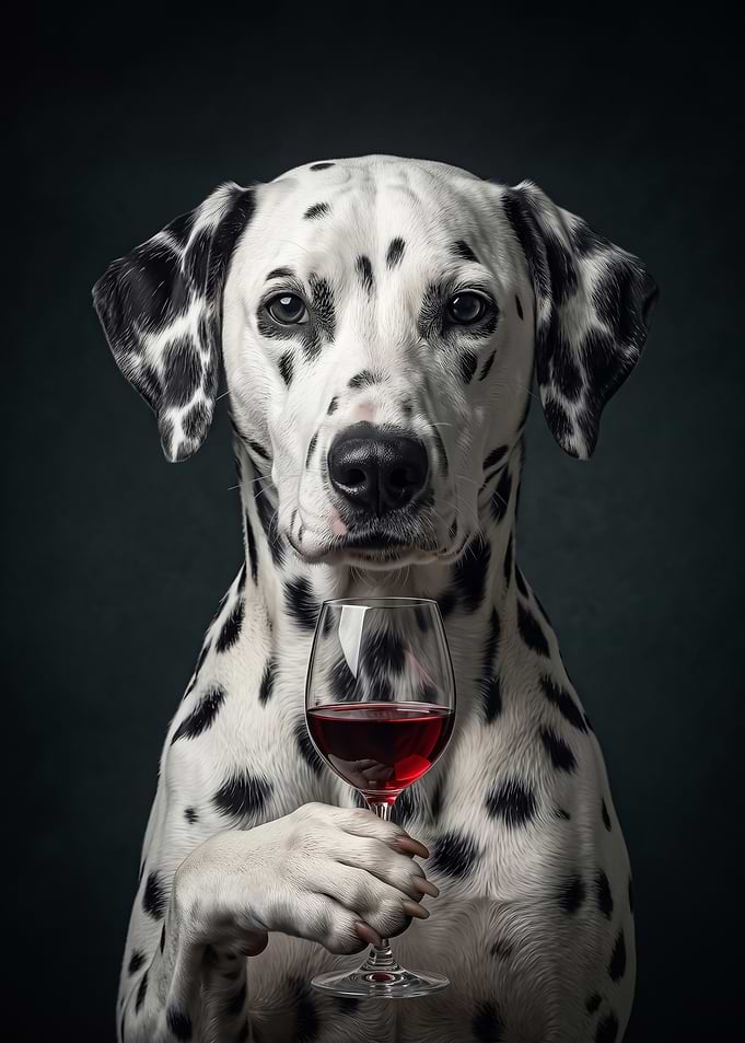 Dalmatian Dog Holding Wine Glass poster