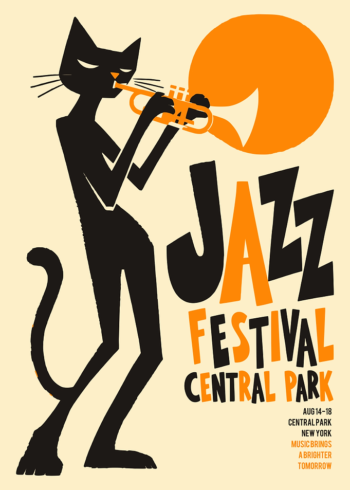 Jazz Festival Central Park Cat Poster