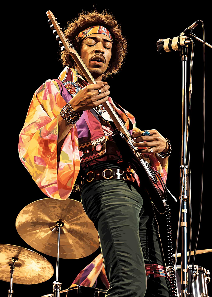 Jimi Hendrix Performing Live Illustration