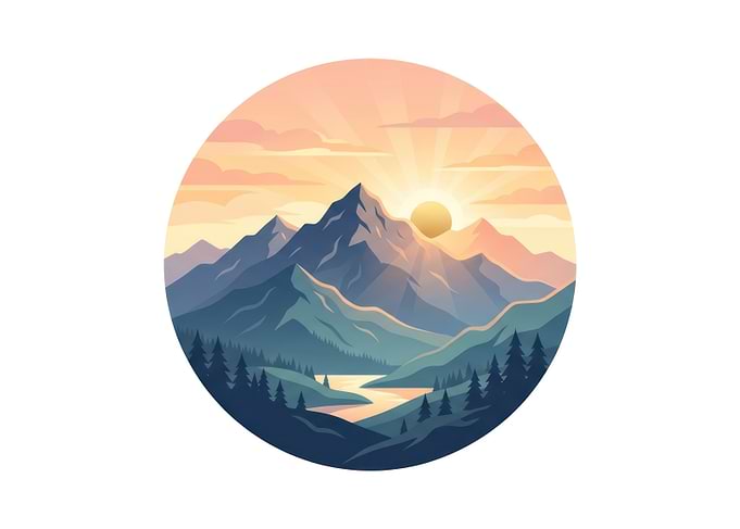 Circular Mountain Landscape at Sunrise