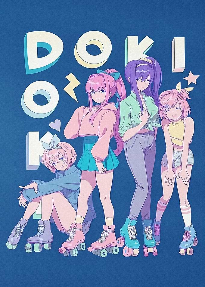 Doki Doki Literature Club Roller Skating