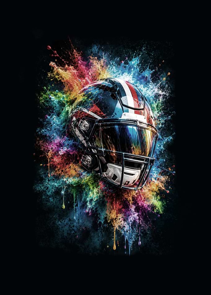 Colorful American Football Helmet Explosion