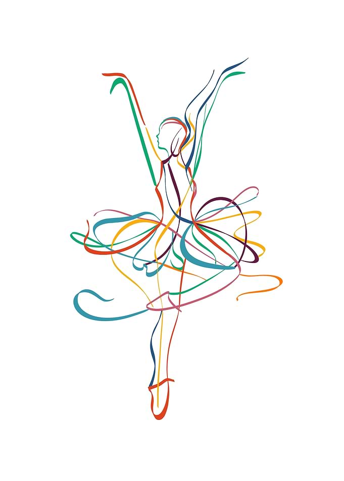 Colorful Abstract Ballerina Line Art