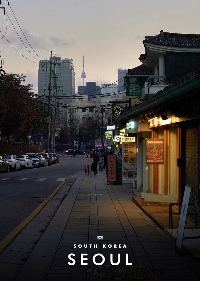 Seoul Street Scene at Dusk