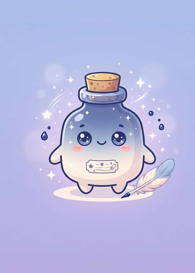 Cute Kawaii Ink Bottle Character