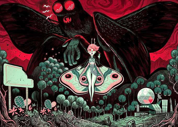 Mothman and Moth Fairy Illustration