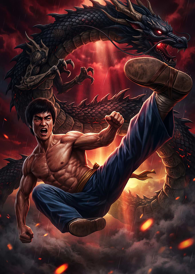 Martial Artist Dragon Epic Poster